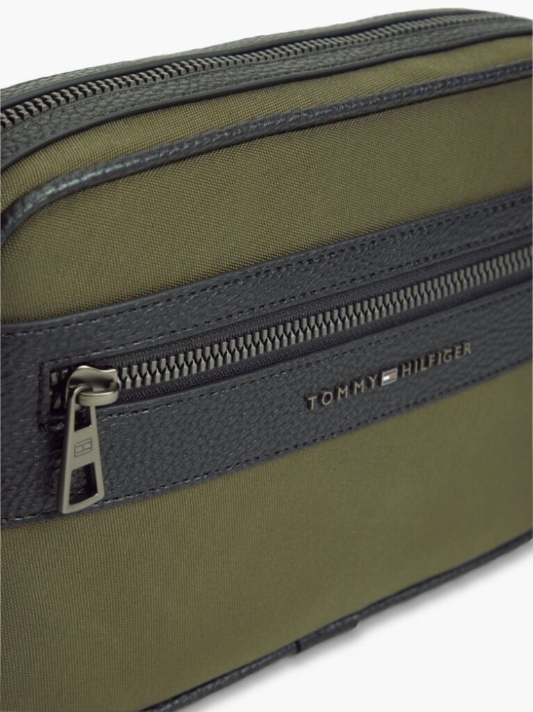 Green Metal Logo Crossbody Reporter Bag  Men