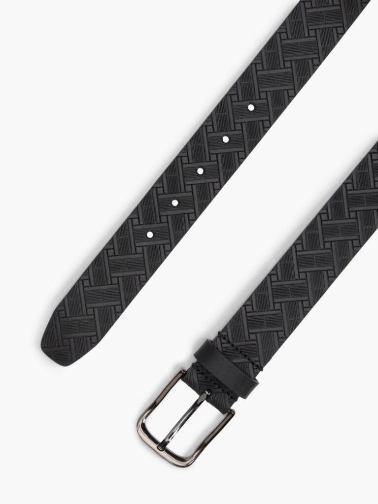 Black Flag Embossed Square Buckle Leather Belt  Men