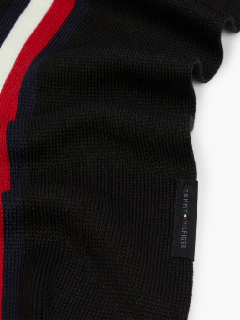 Black Global Stripe Wool Blend Scarf  Men