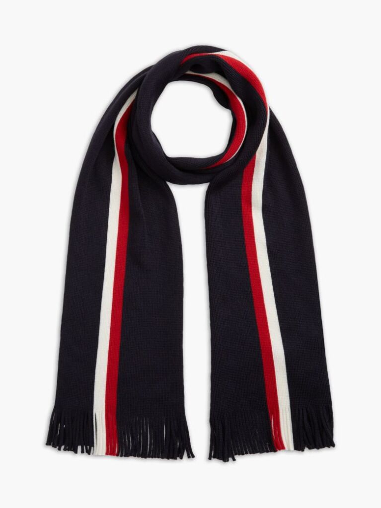 Blue Global Stripe Wool Blend Scarf  Men
