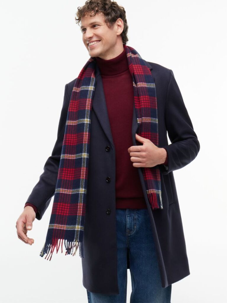 Multi Pure Wool Jacquard Check Scarf  Men