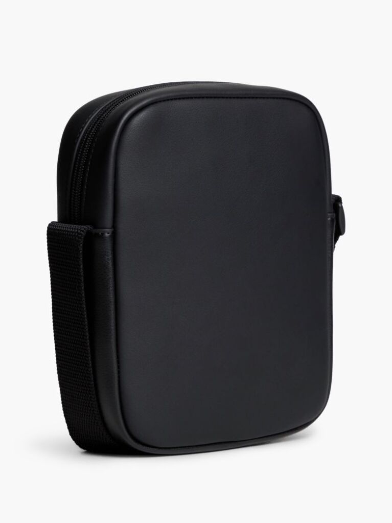 Black Essential Rubberised Logo Crossbody Reporter Bag  Men