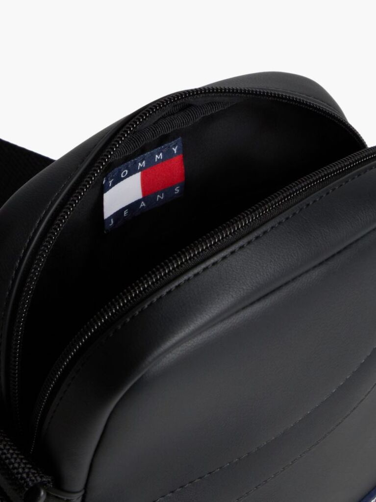 Black Essential Rubberised Logo Crossbody Reporter Bag  Men