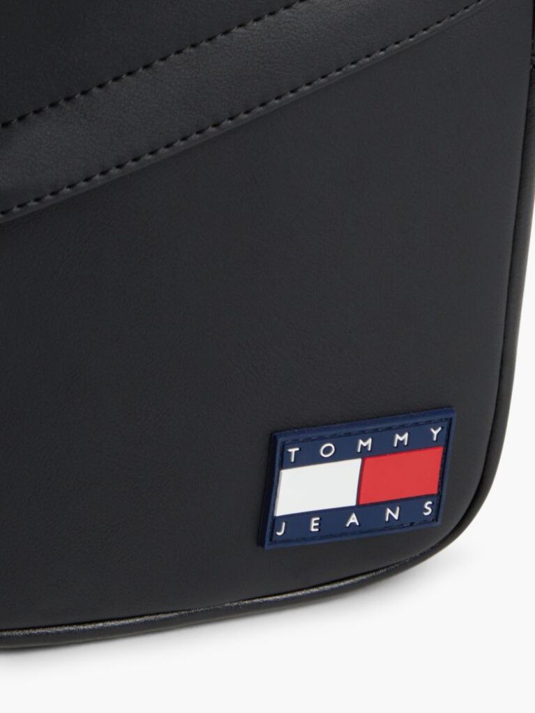 Black Essential Rubberised Logo Crossbody Reporter Bag  Men