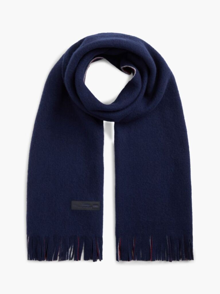 Blue Reversible Global Stripe Pure Wool Scarf  Men