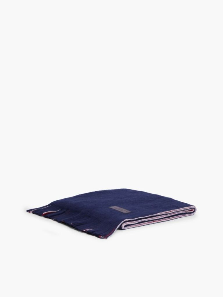Blue Reversible Global Stripe Pure Wool Scarf  Men