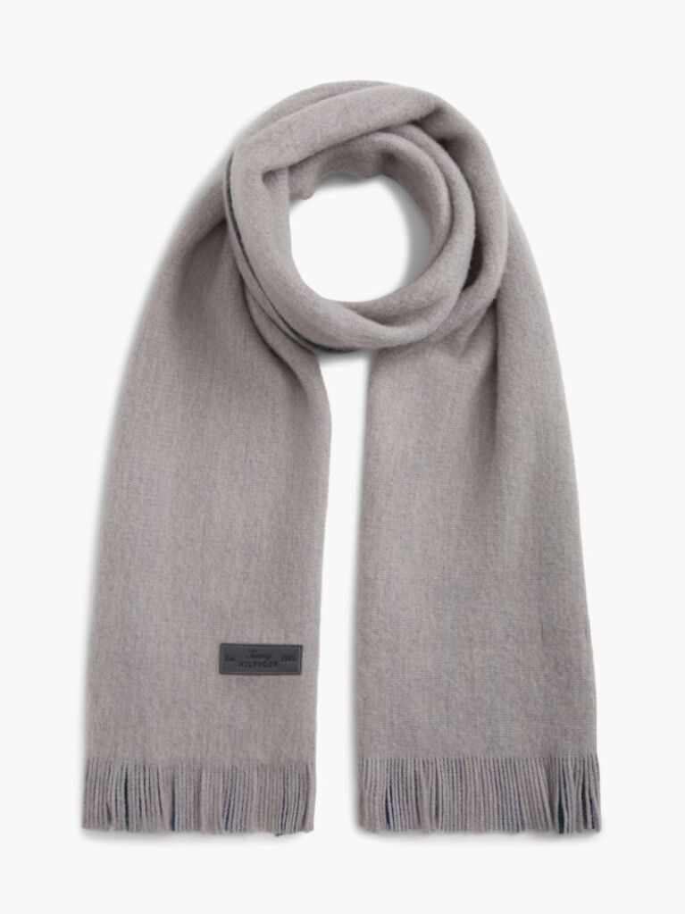 Grey Reversible Global Stripe Pure Wool Scarf  Men