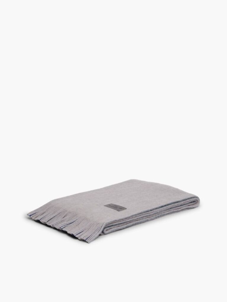 Grey Reversible Global Stripe Pure Wool Scarf  Men