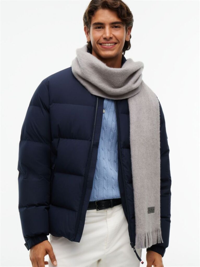 Grey Reversible Global Stripe Pure Wool Scarf  Men