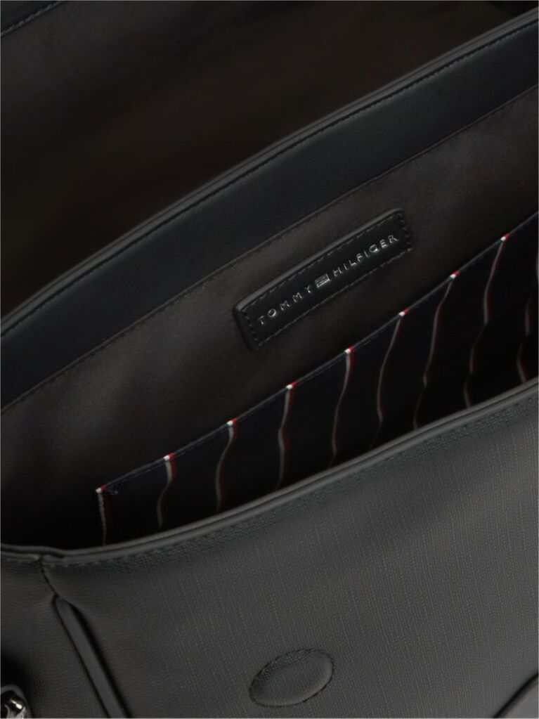 Black Global Stripe Strap Textured Messenger Bag  Men