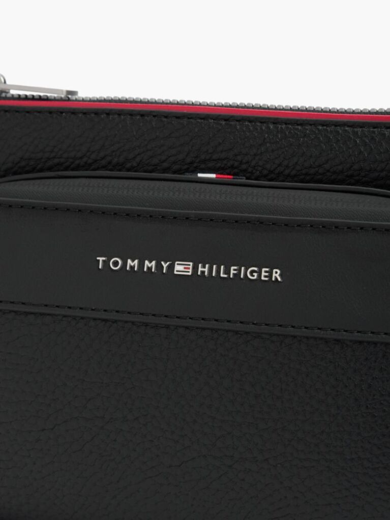 Black Metal Logo Textured Crossbody Bum Bag  Men