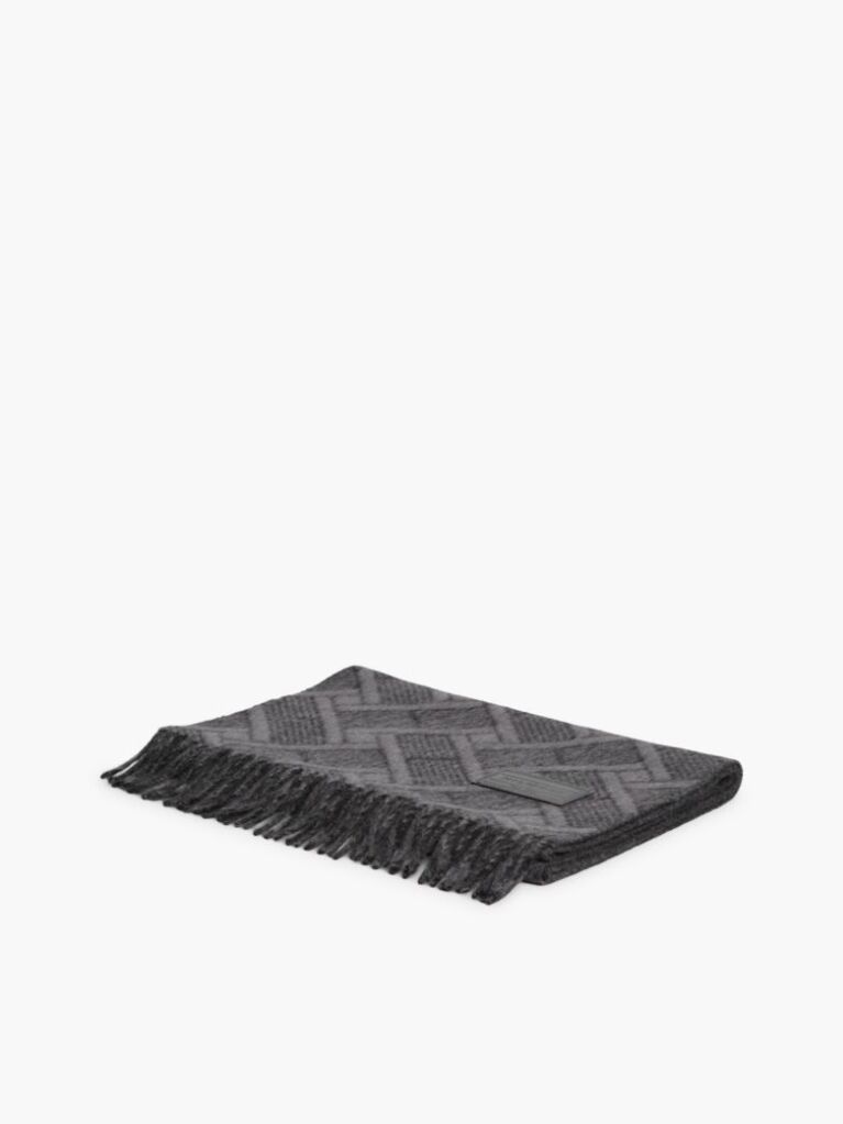 Black Repeat Flag Pure Wool Jacquard Scarf  Men