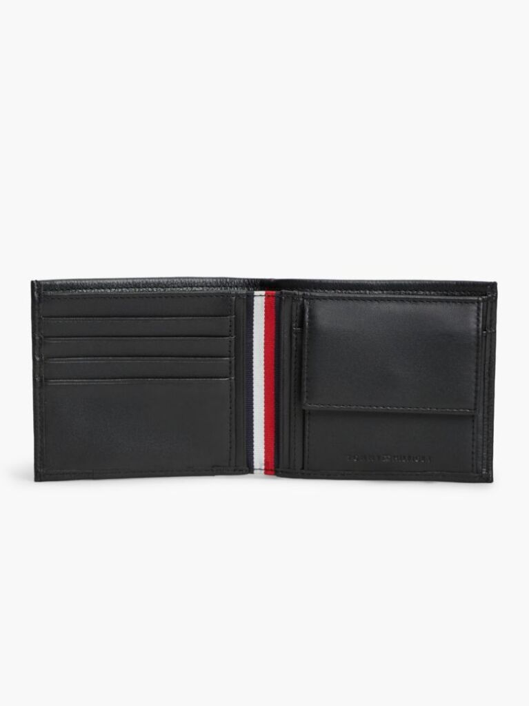 Black Corporate Leather Bifold Card And Coin Wallet  Men