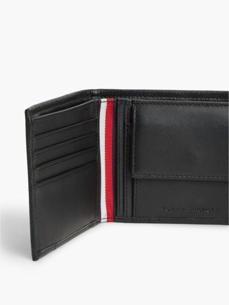 Black Corporate Leather Bifold Card And Coin Wallet  Men