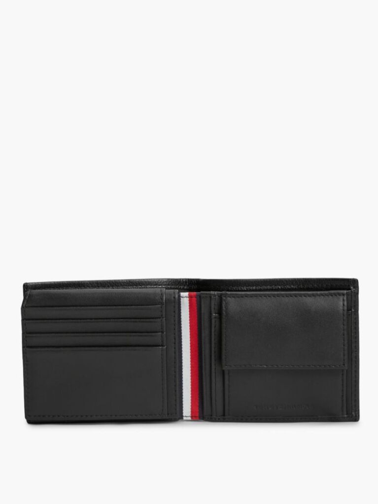 Black Corporate Leather Bifold Card And Coin Wallet  Men
