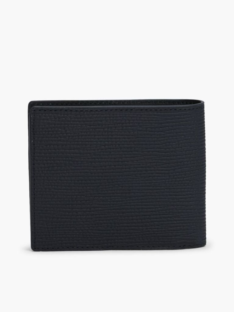 Blue TH Business Leather Bifold Card And Coin Wallet  Men