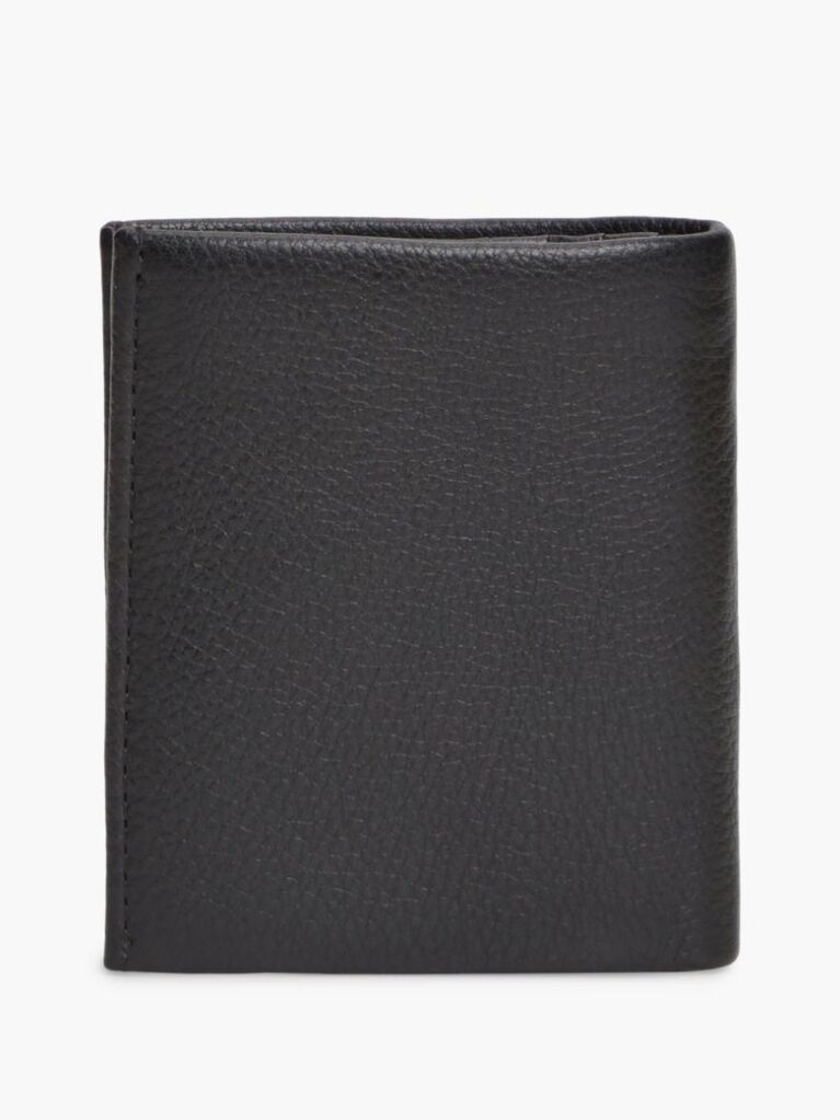 Black Corporate Pebble Grain Leather Trifold Wallet  Men