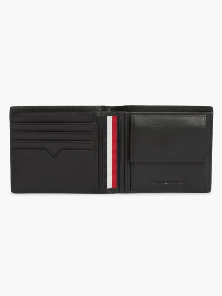 Black Perforated Leather Card And Coin Wallet  Men