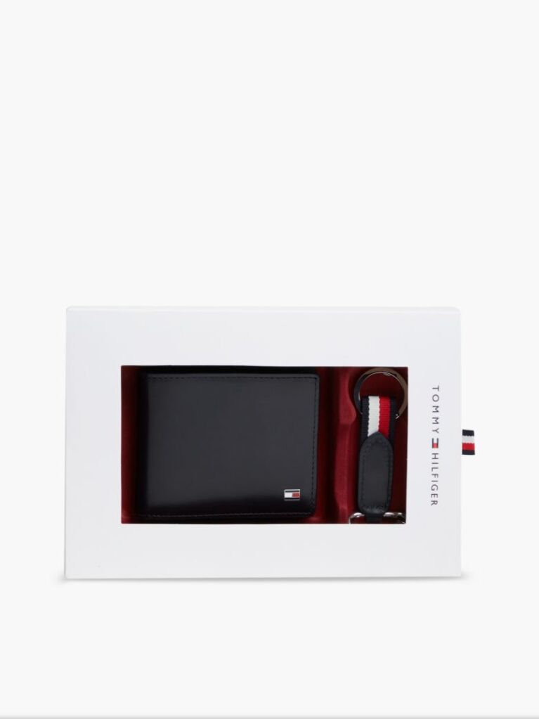 Blue Leather Credit Card Wallet And Key Fob Gift Set  Men