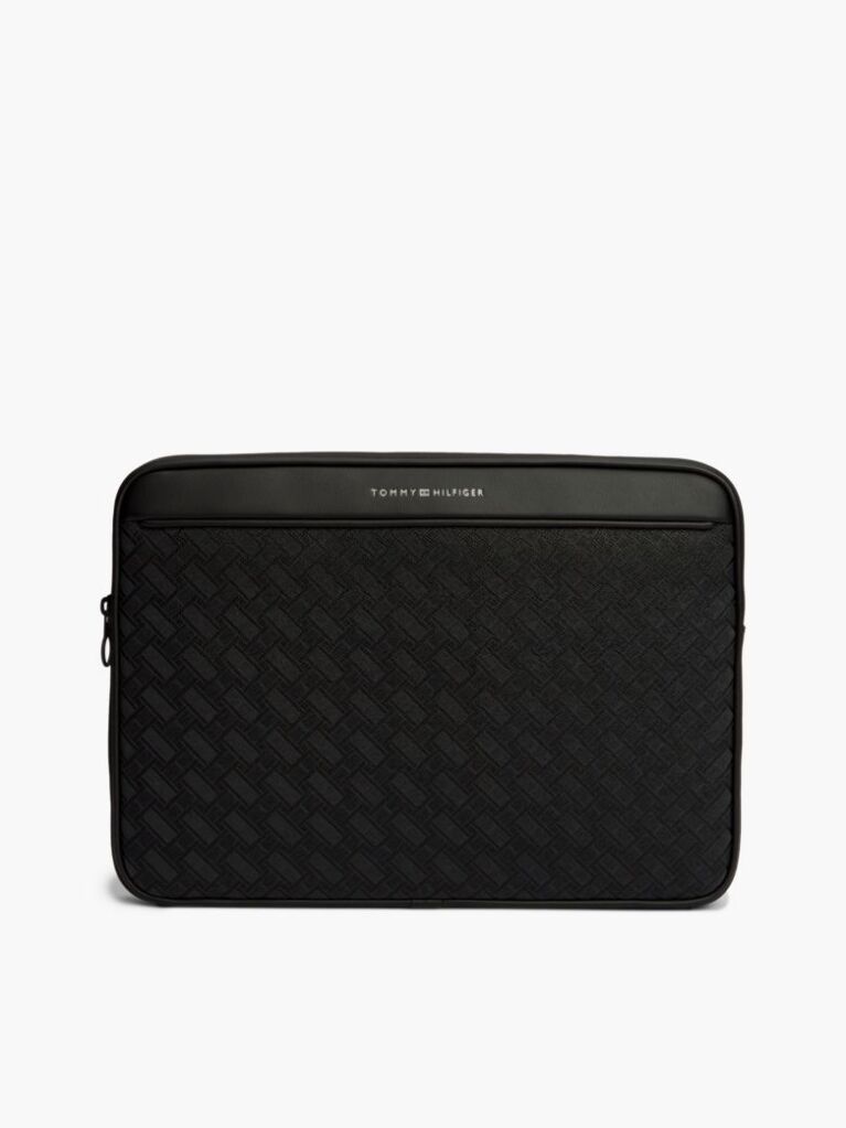 Black Modern Embossed Flag Laptop Sleeve  Men