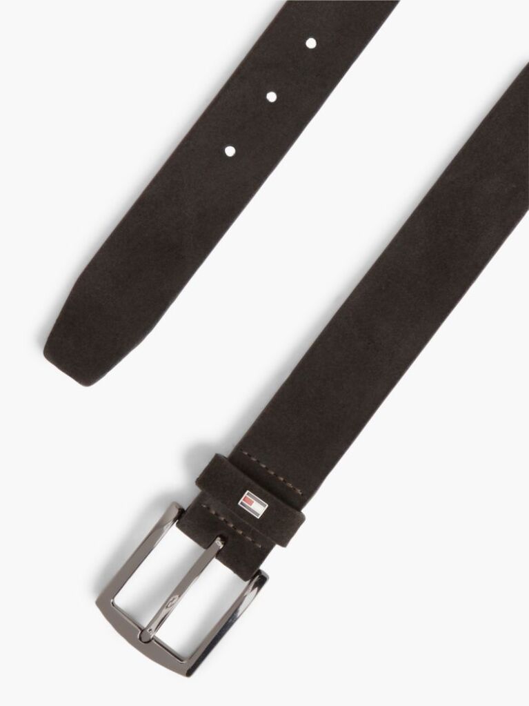 Brown Denton Square Buckle Suede Belt  Men
