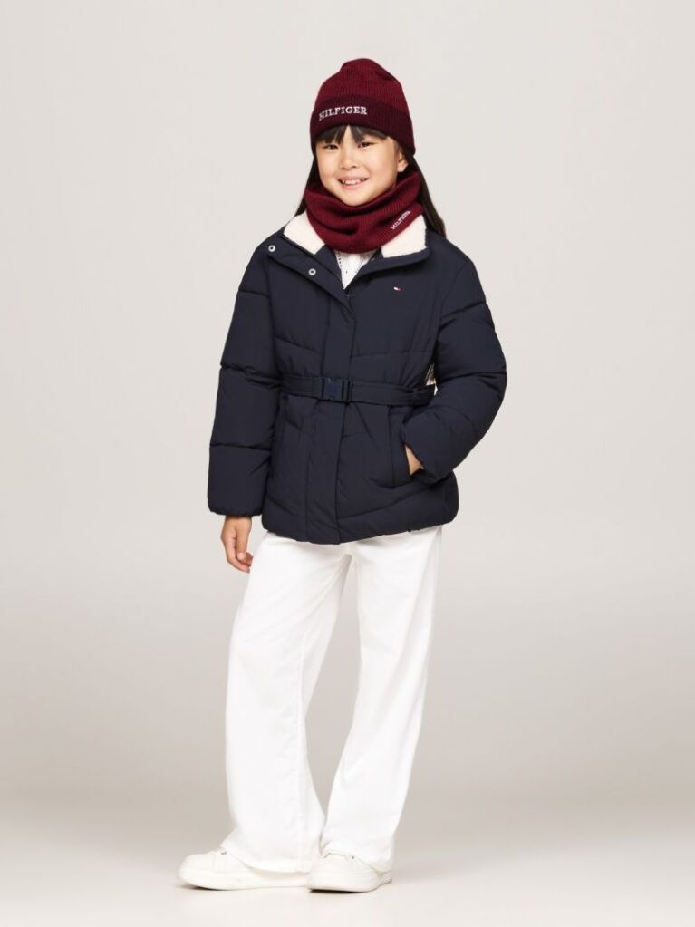 Red Kids' Hilfiger Monotype Beanie and Snood Set  Kids Unisex