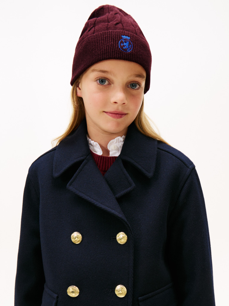 Red TH Crest Knit Beanie  Kids Unisex