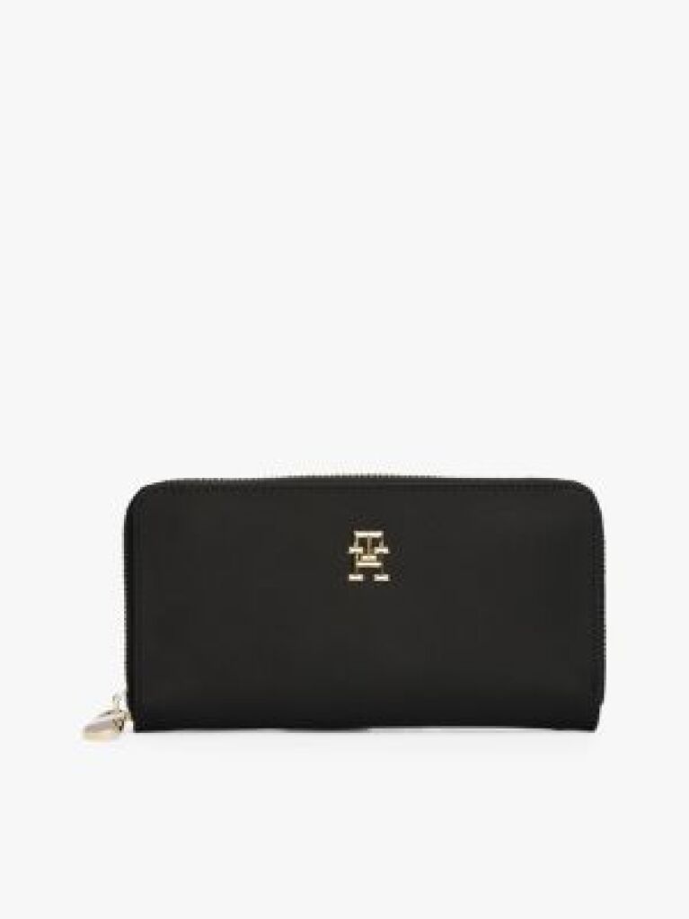 Black Large Textured Monogram Wallet  Women