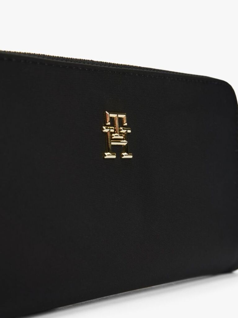 Black Large Textured Monogram Wallet  Women