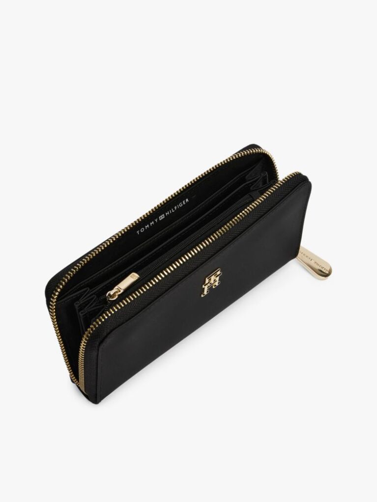 Black Large Textured Monogram Wallet  Women