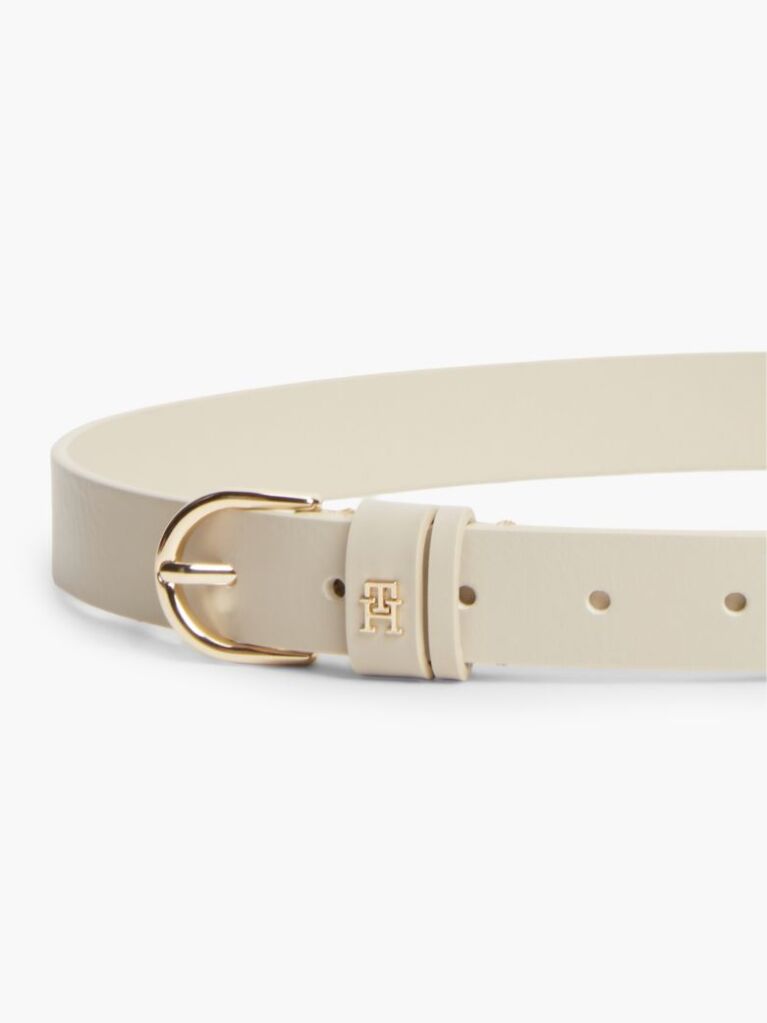 Μπεζ Essential TH Monogram Δερμάτινη Ζώνη  Γυναίκες