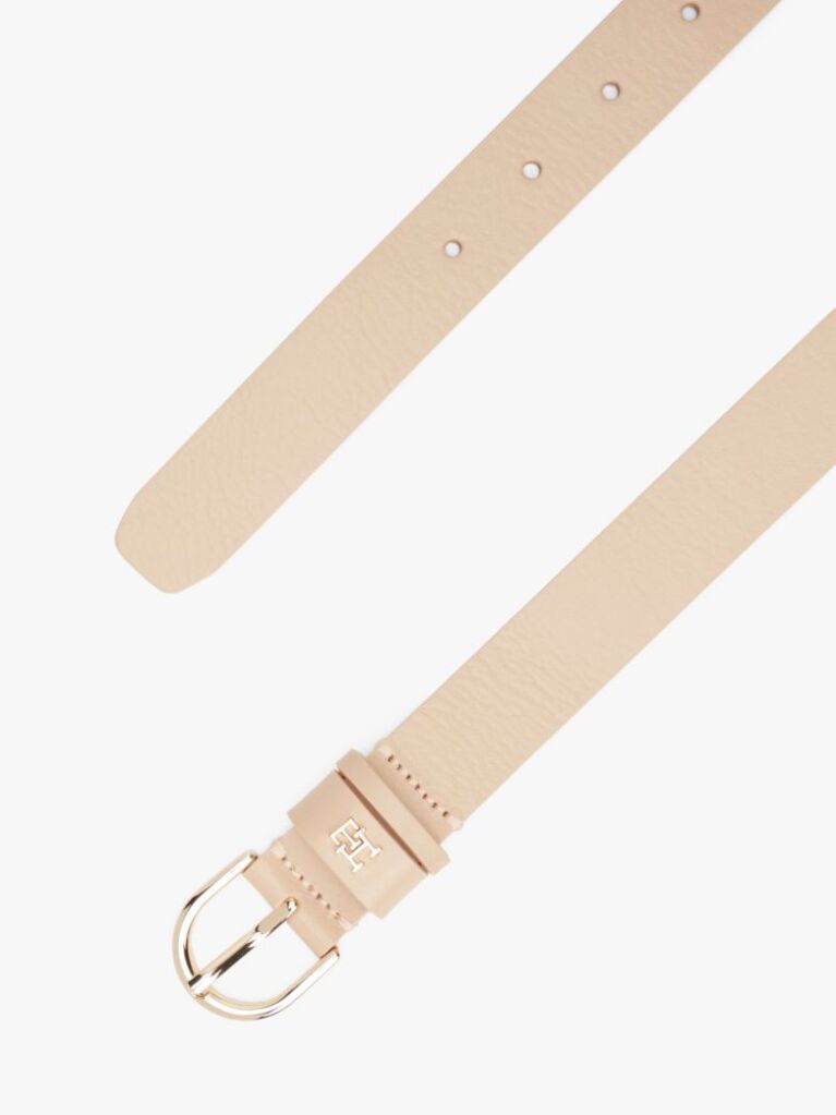 Μπεζ Essential TH Monogram Δερμάτινη Ζώνη  Γυναίκες