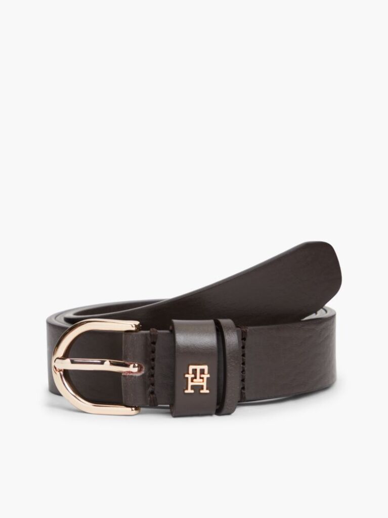 Καφέ Essential TH Monogram Δερμάτινη Ζώνη  Γυναίκες