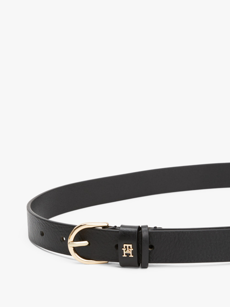 Μαύρο Essential TH Monogram Δερμάτινη Ζώνη  Γυναίκες