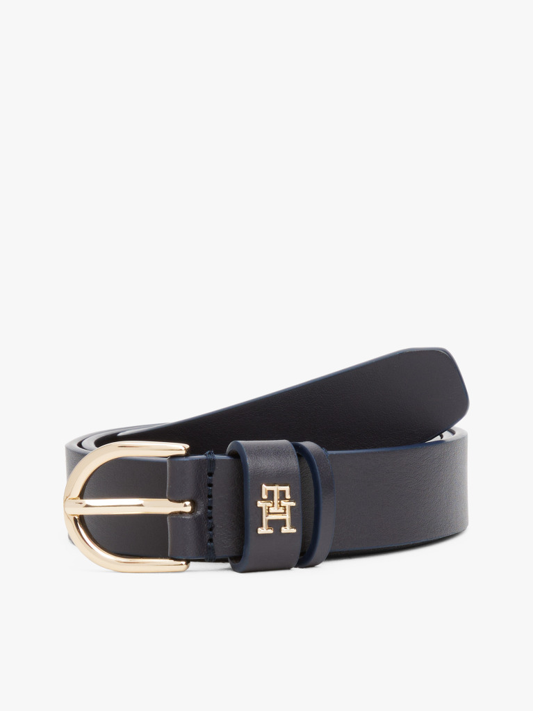 Μπλε Essential TH Monogram Δερμάτινη Ζώνη  Γυναίκες