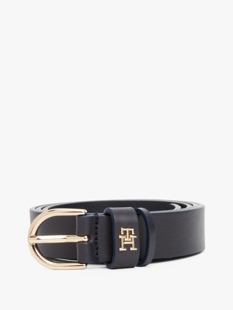 Μπλε Essential TH Monogram Δερμάτινη Ζώνη  Γυναίκες