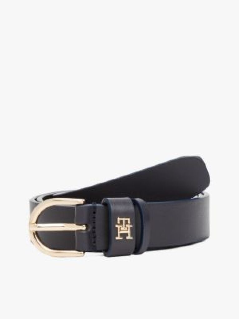 Μπλε Essential TH Monogram Δερμάτινη Ζώνη  Γυναίκες