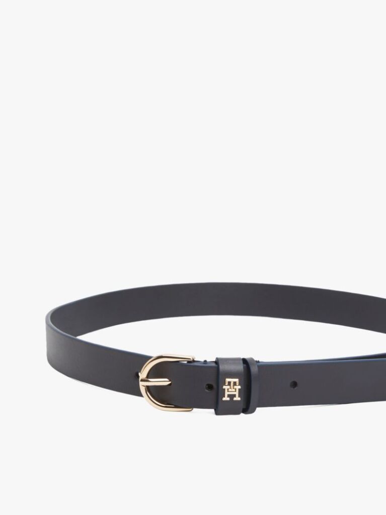 Μπλε Essential TH Monogram Δερμάτινη Ζώνη  Γυναίκες