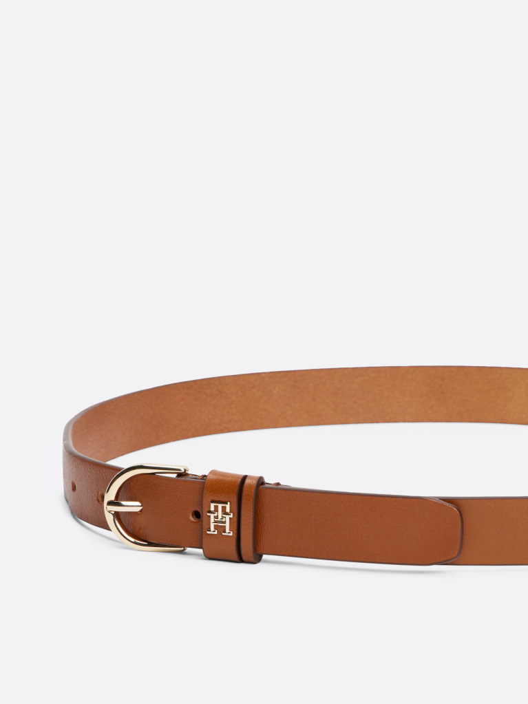 Καφέ Essential TH Monogram Δερμάτινη Ζώνη  Γυναίκες