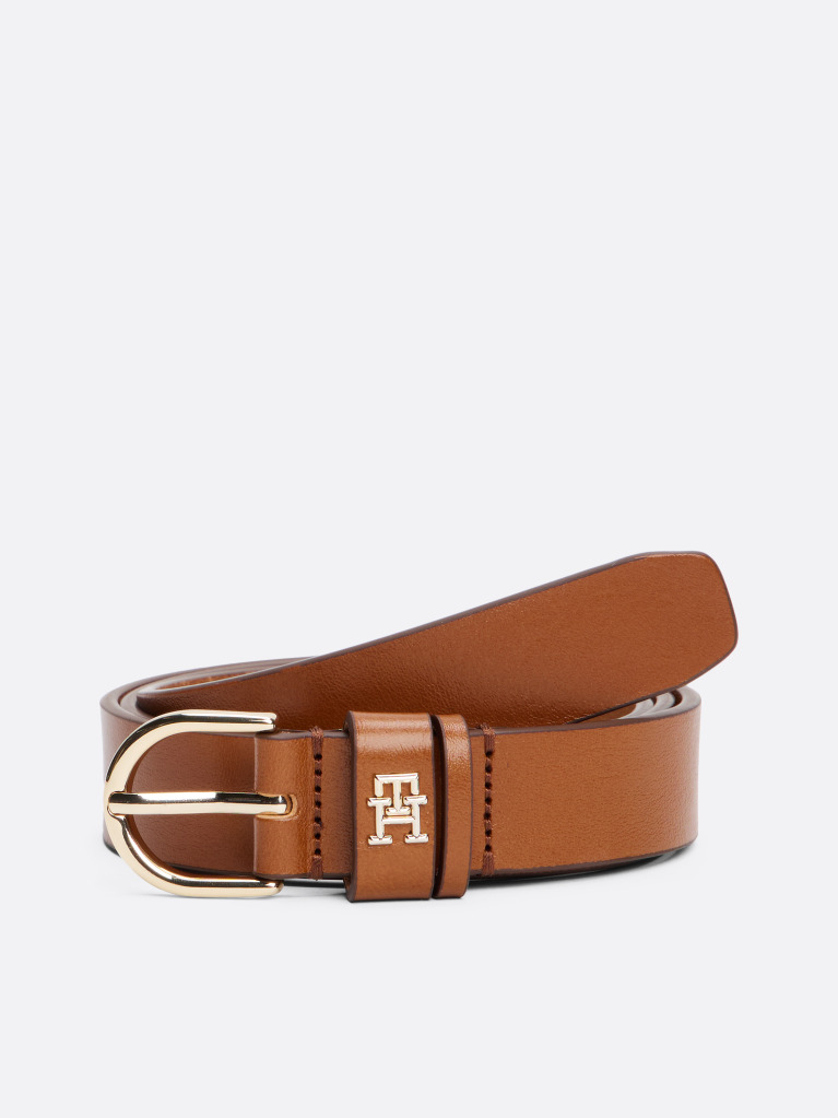 Καφέ Essential TH Monogram Δερμάτινη Ζώνη  Γυναίκες