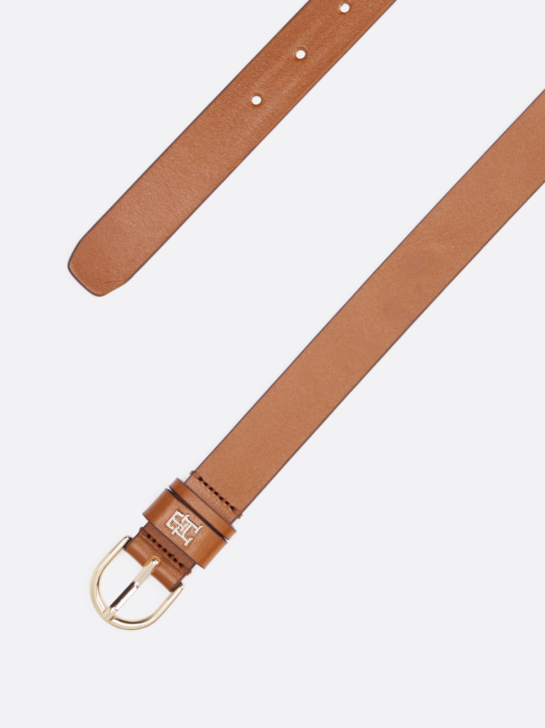 Καφέ Essential TH Monogram Δερμάτινη Ζώνη  Γυναίκες