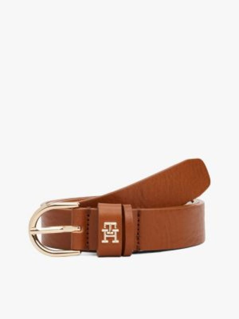 Καφέ Essential TH Monogram Δερμάτινη Ζώνη  Γυναίκες