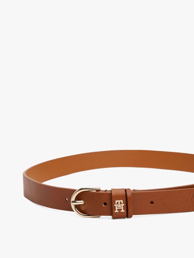 Καφέ Essential TH Monogram Δερμάτινη Ζώνη  Γυναίκες