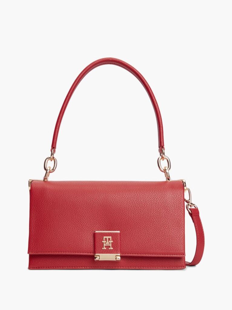 Red TH Monogram Flap Closure Crossbody Bag  Women