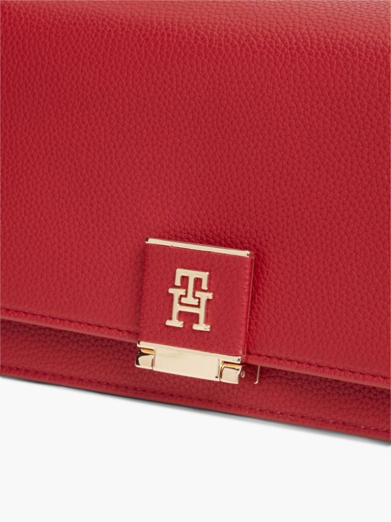 Red TH Monogram Flap Closure Crossbody Bag  Women