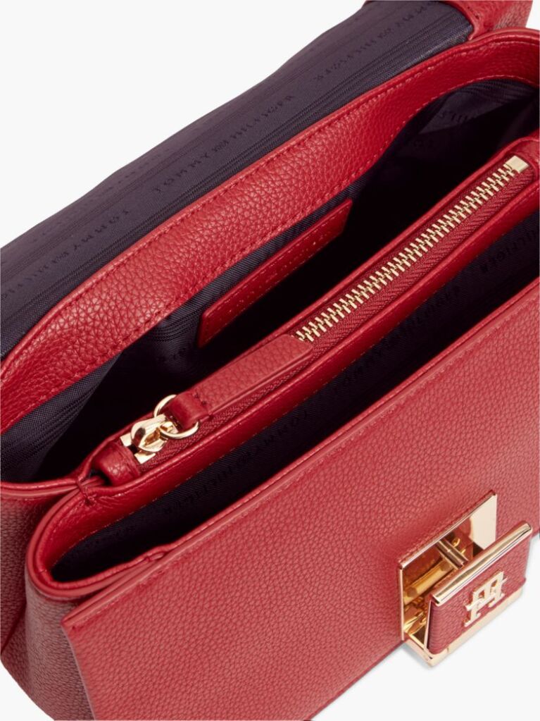 Red TH Monogram Flap Closure Crossbody Bag  Women