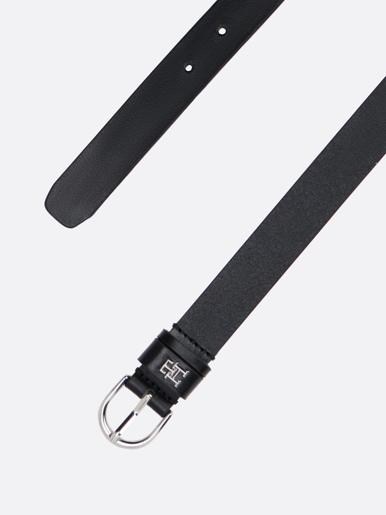 Μαύρο Essential TH Monogram Δερμάτινη Ζώνη  Γυναίκες