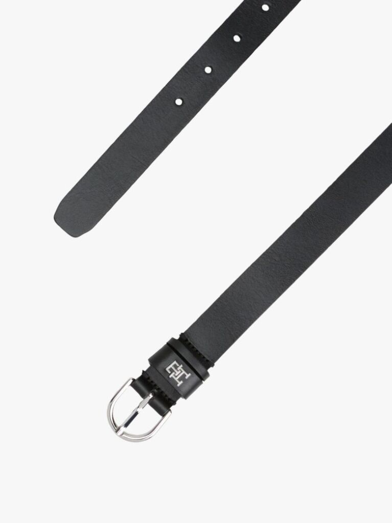 Μαύρο Essential TH Monogram Δερμάτινη Ζώνη  Γυναίκες