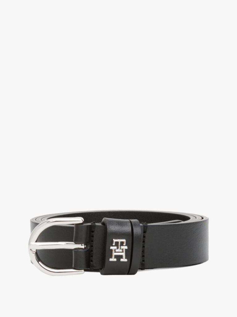 Μαύρο Essential TH Monogram Δερμάτινη Ζώνη  Γυναίκες