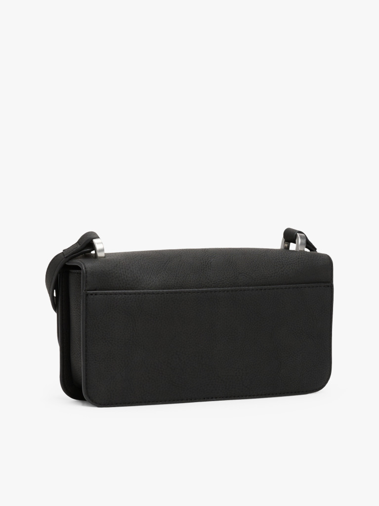Black Logo Plaque Flap Crossbody Bag  Women
